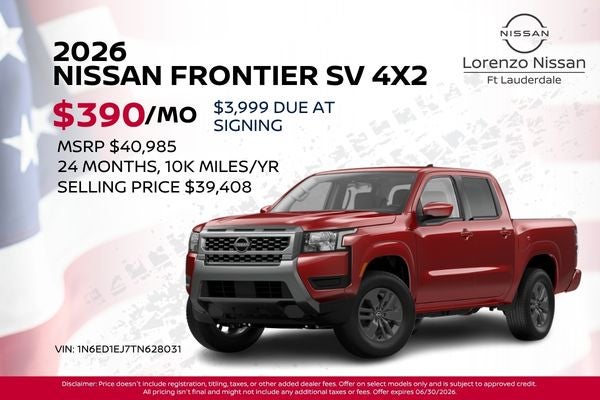 2026 Nissan Frontier SV Mobile Offer Banner