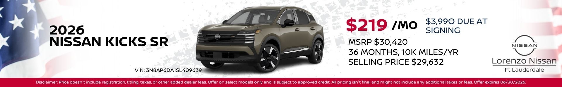 2026 Nissan Kicks SR Offer Banner