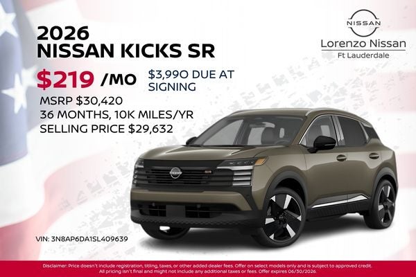 2026 Nissan Kicks SR Mobile Offer Banner