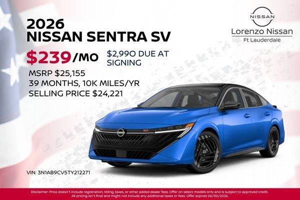 2026 Nissan Sentra SV Mobile Offer Banner