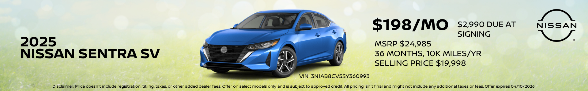 Sentra April Updated Offer