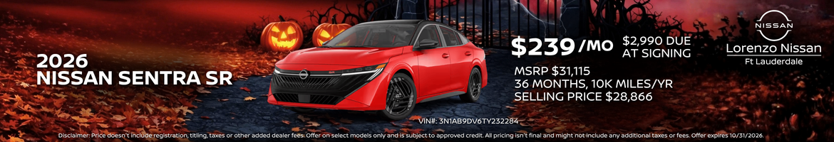 2026 Nissan Sentra SV Offer Banner
