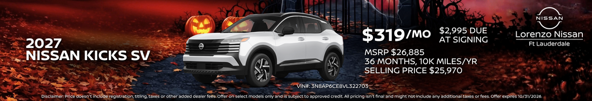 2026 Nissan Kicks SR Offer Banner