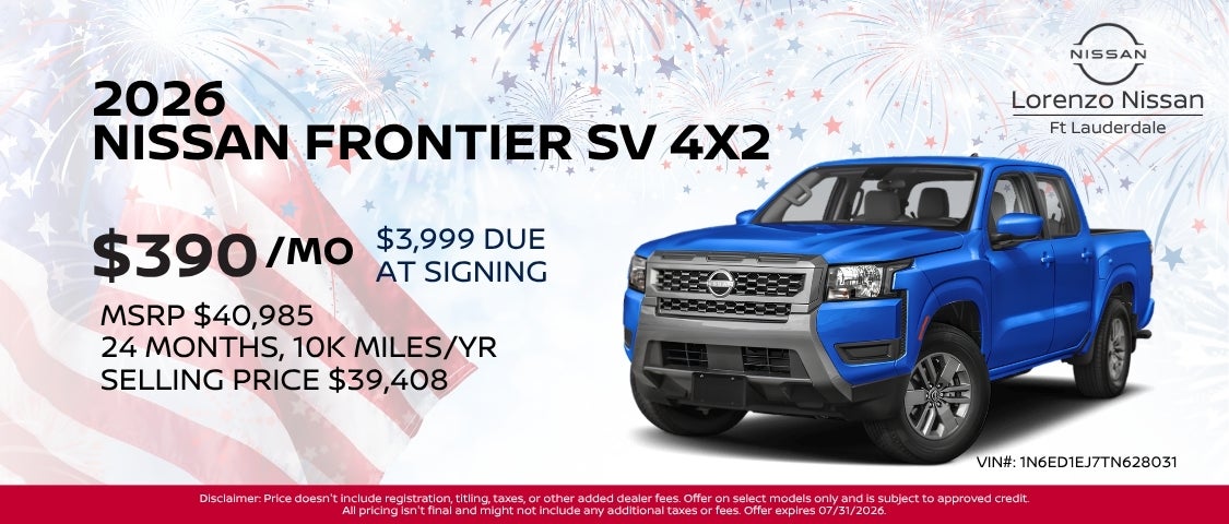 2026 Nissan Frontier SV Mobile Offer Banner