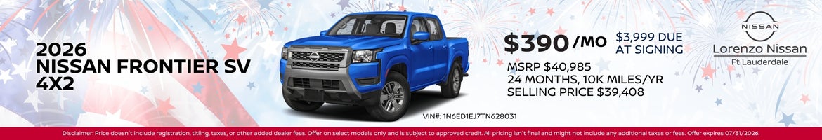 2026 Nissan Frontier SV Offer Banner