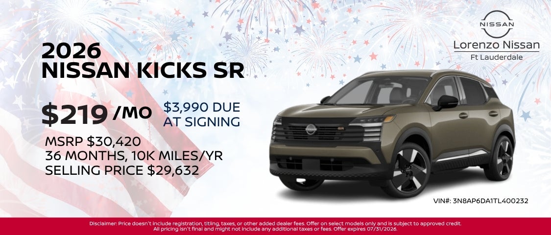 2026 Nissan Kicks SR Mobile Offer Banner