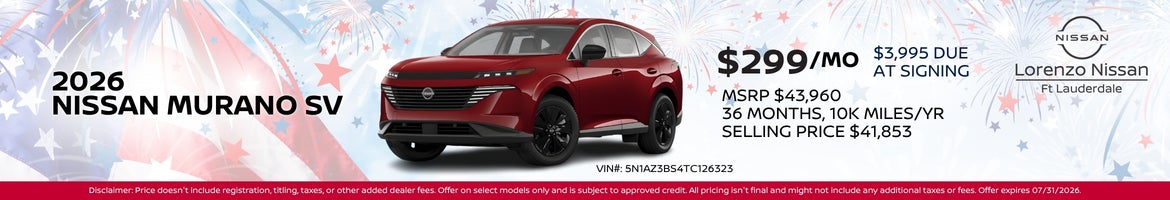 2026 Nissan Murano SV Offer Banner
