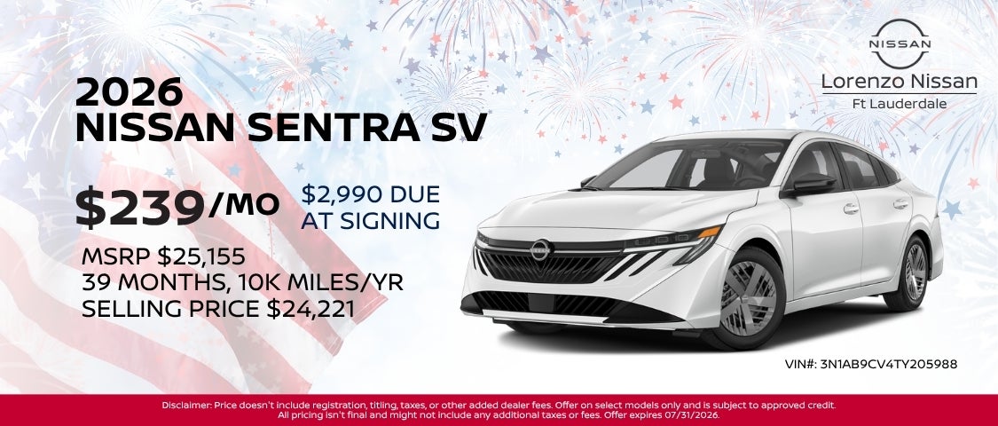 2026 Nissan Sentra SV Mobile Offer Banner