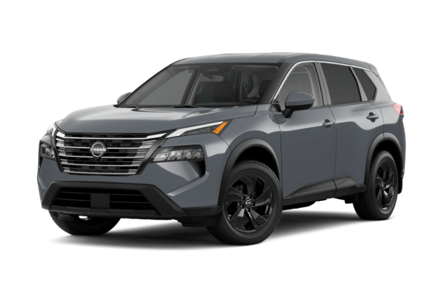 2026.5 Nissan Rogue SV in Boulder Gray Pearl in three quarter angle.